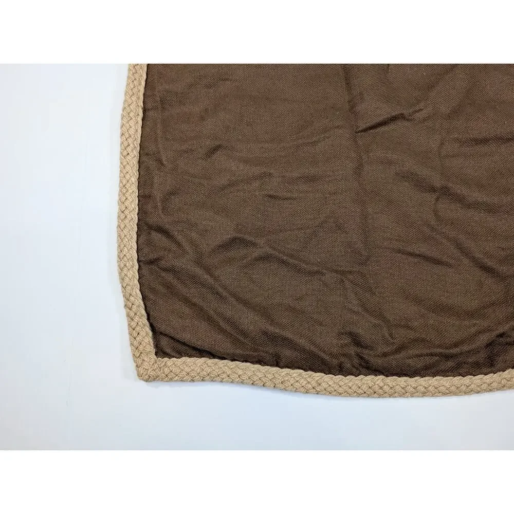 Pottery Barn Pillow Cover Brown Linen Tan Jute Trim 20 x 20 Throw Accent